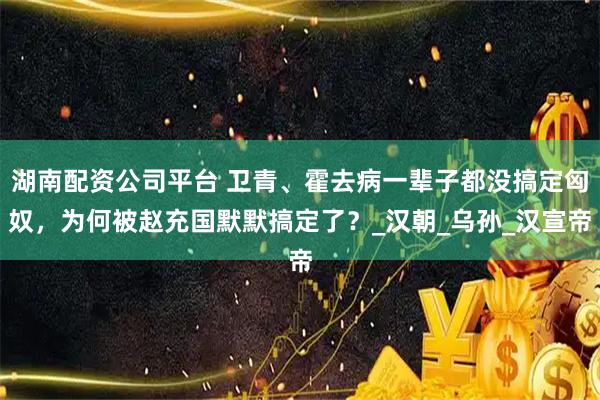 湖南配资公司平台 卫青、霍去病一辈子都没搞定匈奴，为何被赵充国默默搞定了？_汉朝_乌孙_汉宣帝